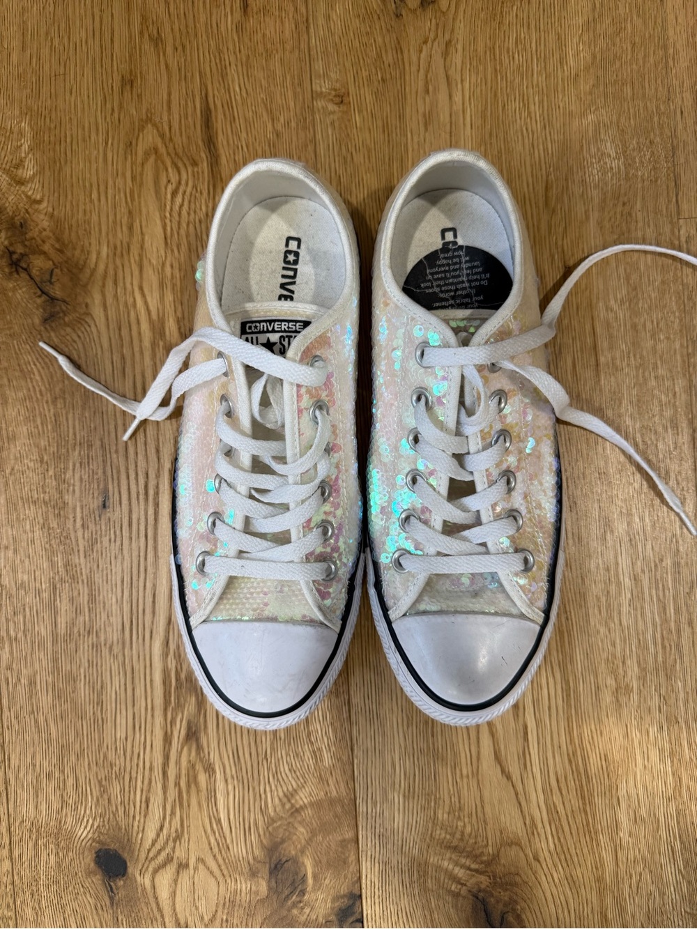 NWT Converse Women's Iridescent Sequin Low Top Sneakers - White